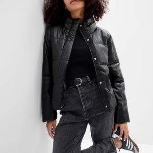 GAP Faux Leather Puffer Jacket